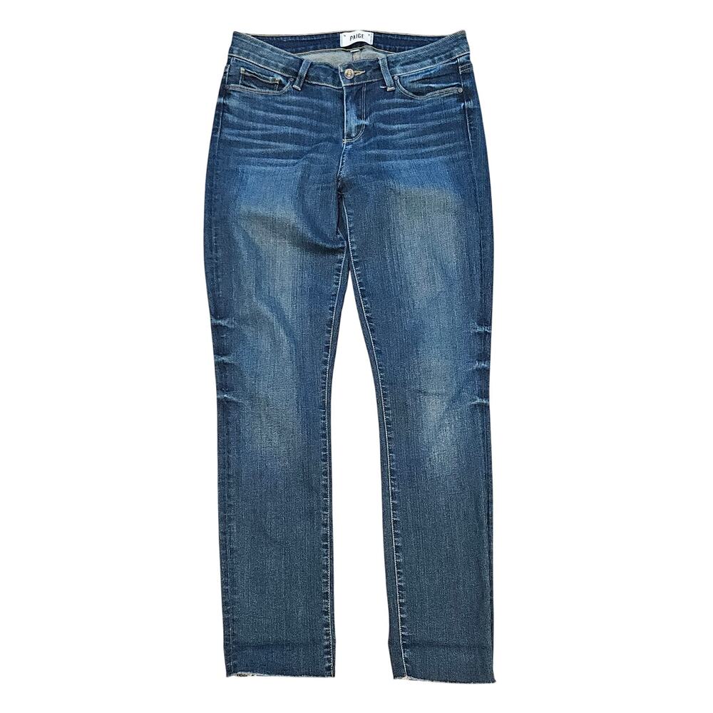 Paige skyline ankle peg skinny jeans Dark denim stretch womens 29 8 raw hem